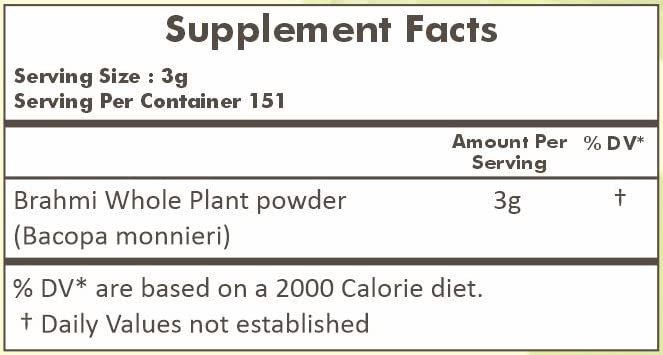 HERBAL HILLS Bacopa Monnieri Powder in a bowl for use