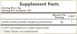 HERBAL HILLS Jamun Powder 454g back view with ingredient list