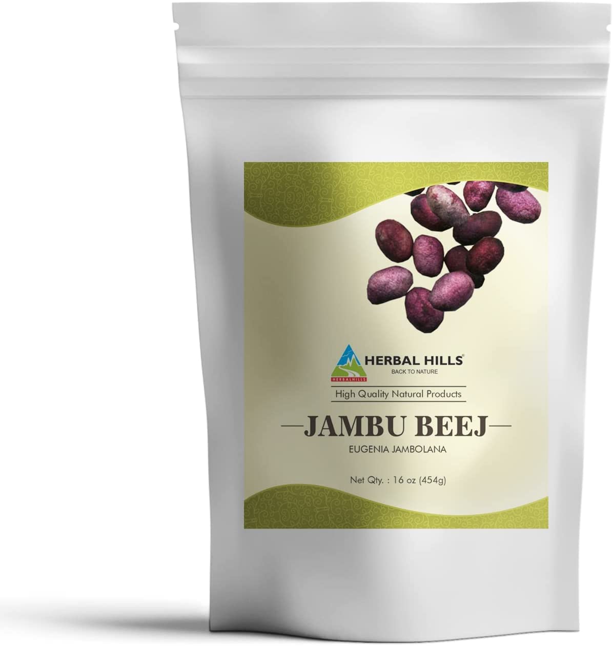 HERBAL HILLS Jamun Powder 454g front view with packaging