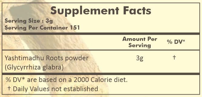 HERBAL HILLS Licorice Root Powder 476g back view with ingredient list