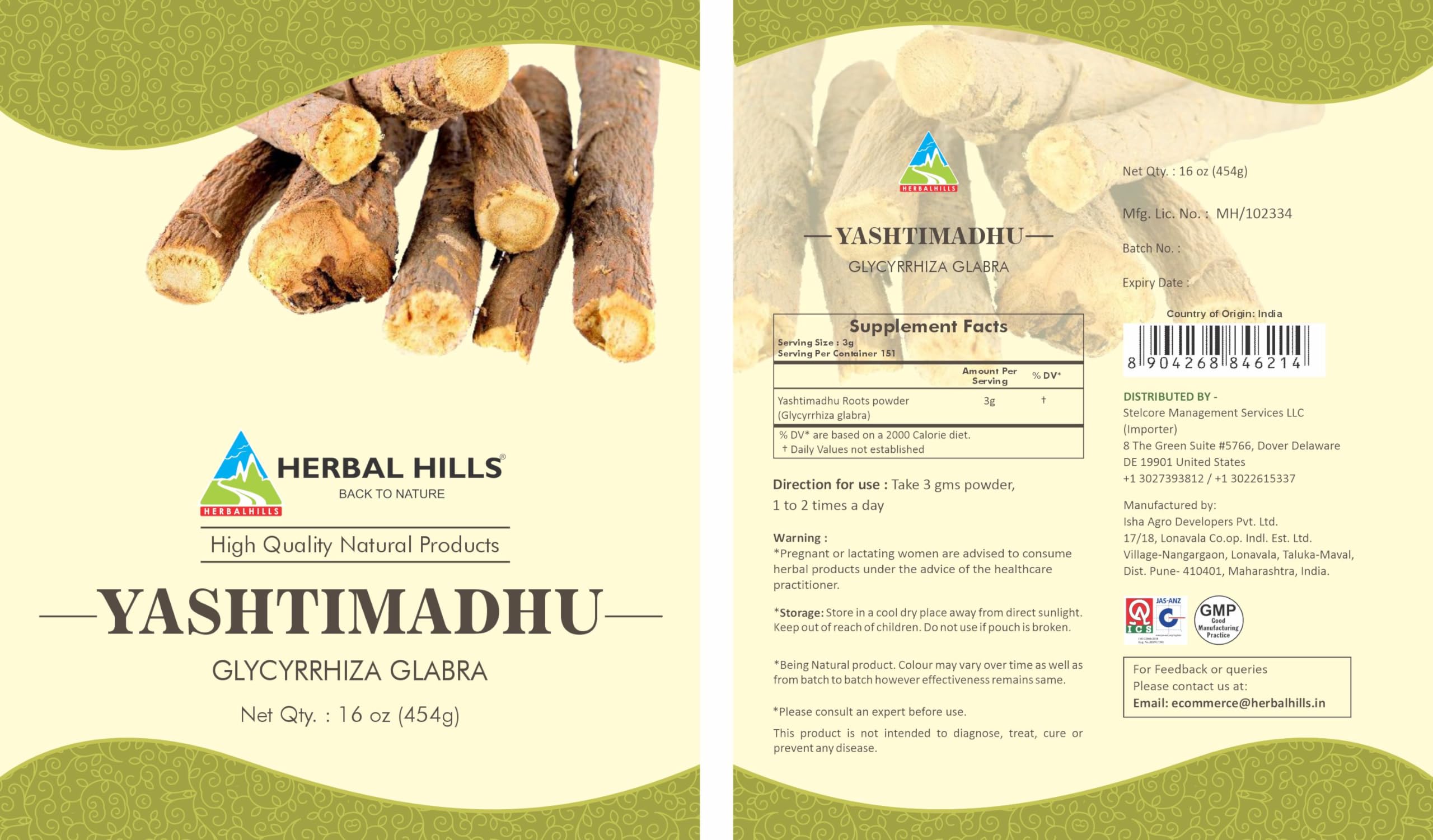 HERBAL HILLS Licorice Root Powder in a bowl with a spoon