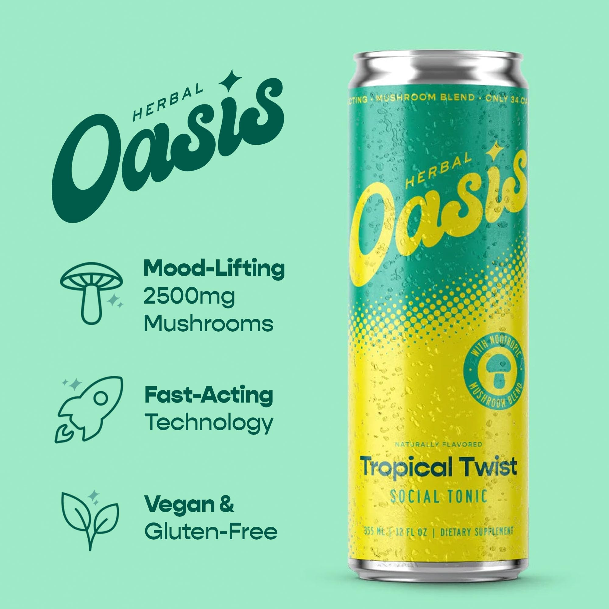 HERBAL OASIS Tropical Mushroom Tonic packaging details
