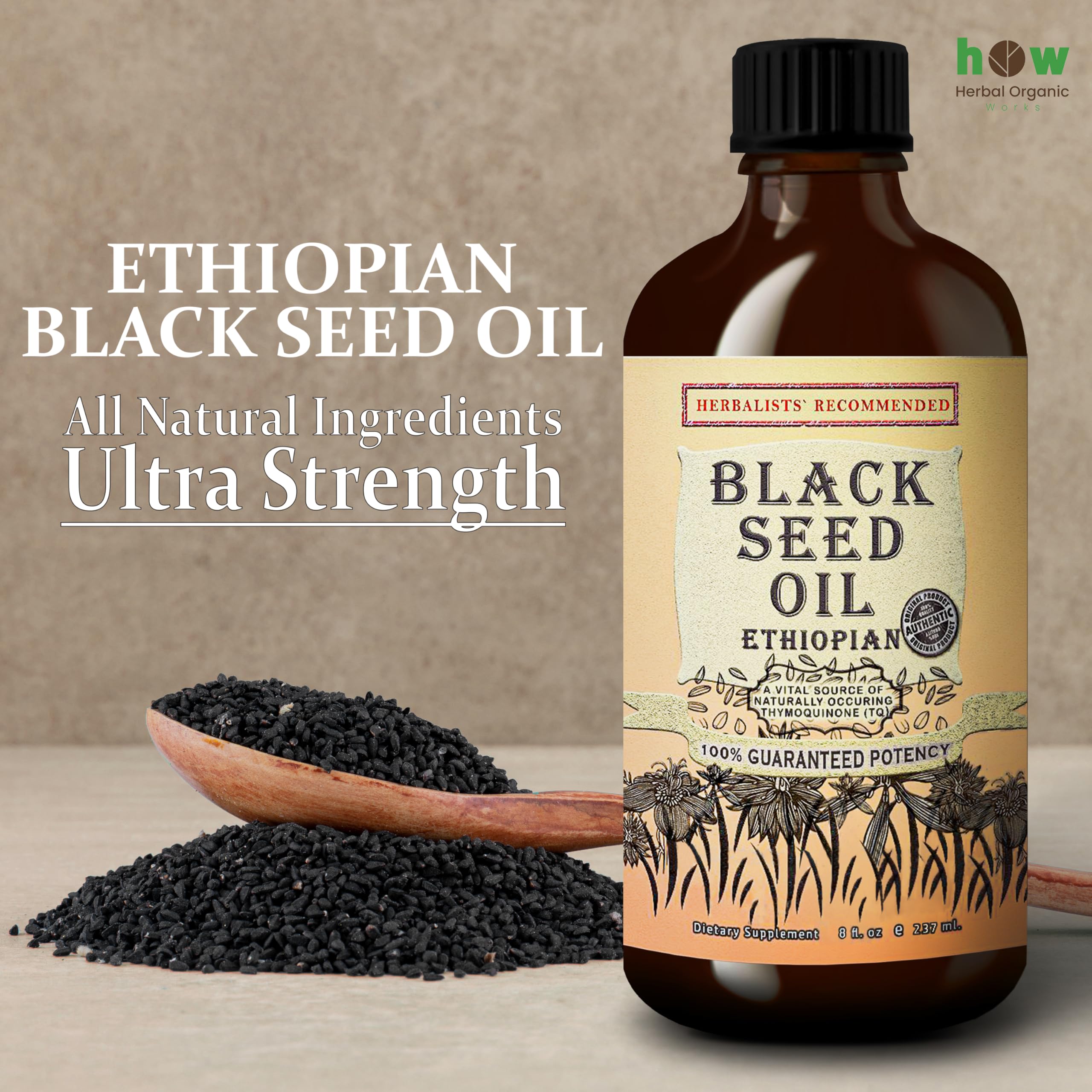 Herbal Organic Works Black Seed Oil 8oz in lifestyle setting