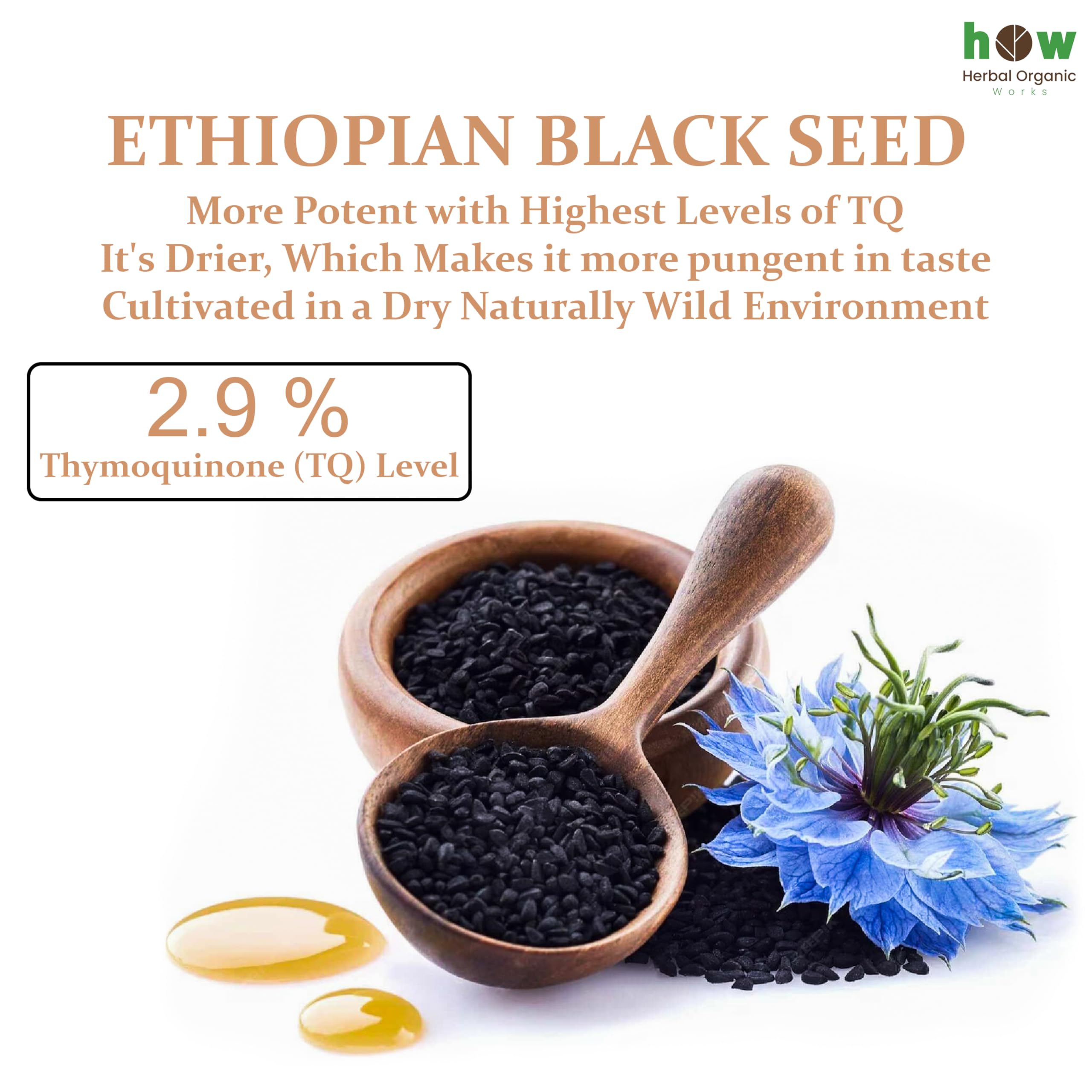 Herbal Organic Works Black Seed Oil 8oz with measuring spoon
