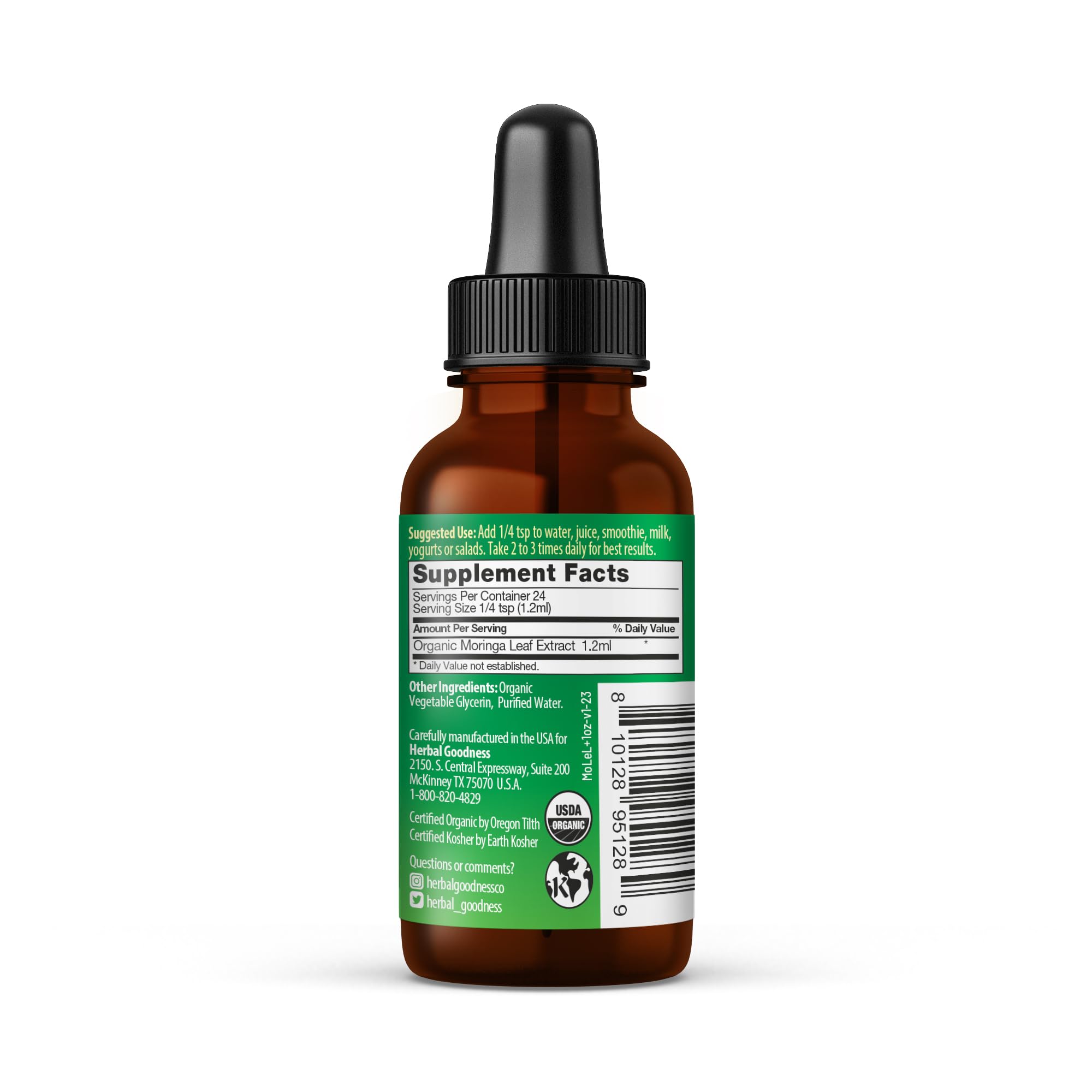 Herbal Papaya Moringa Liquid Drops bottle with dropper