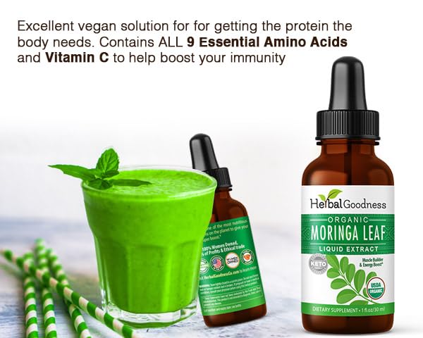 Herbal Papaya Moringa Liquid Drops on a kitchen counter
