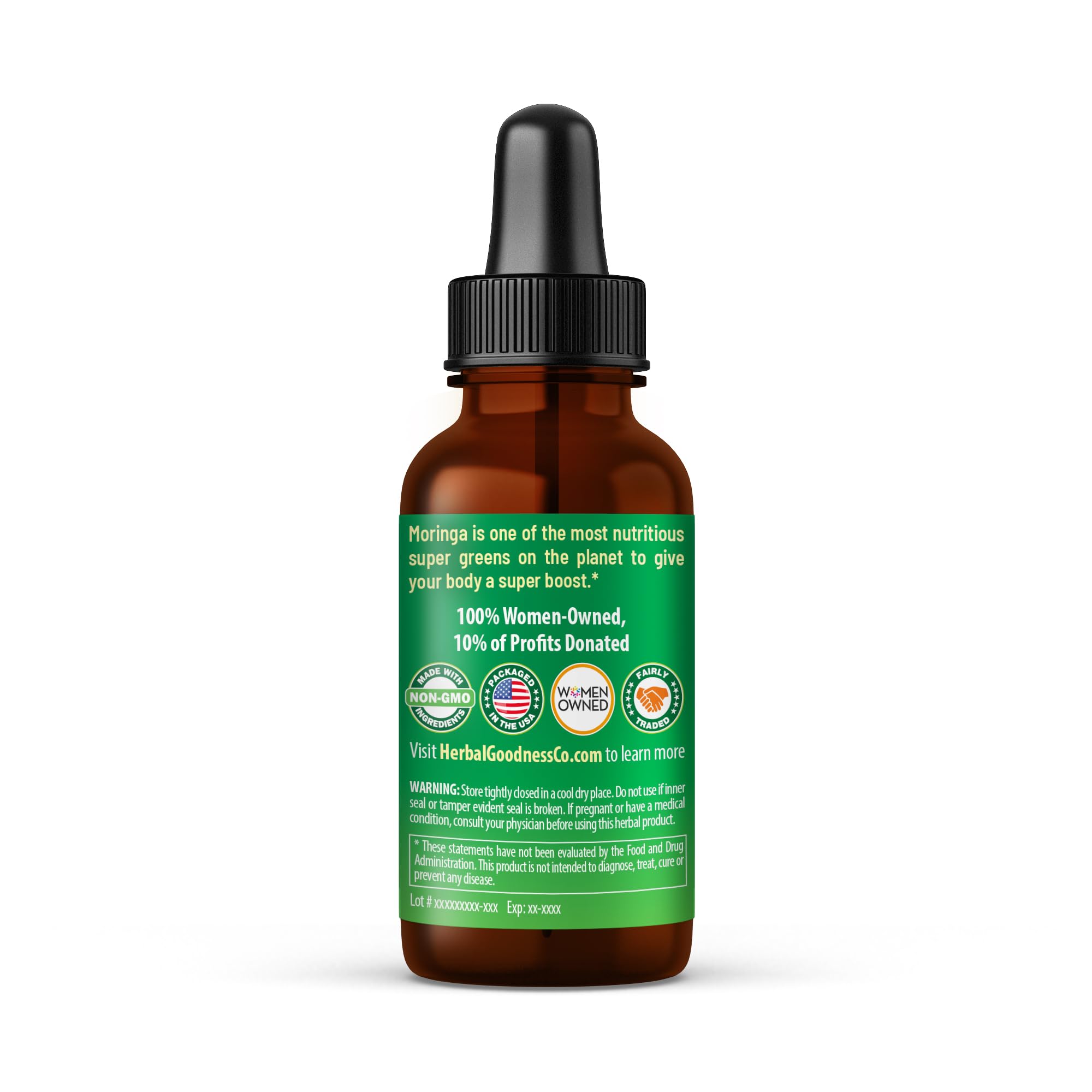 Herbal Papaya Moringa Liquid Drops packaging side view
