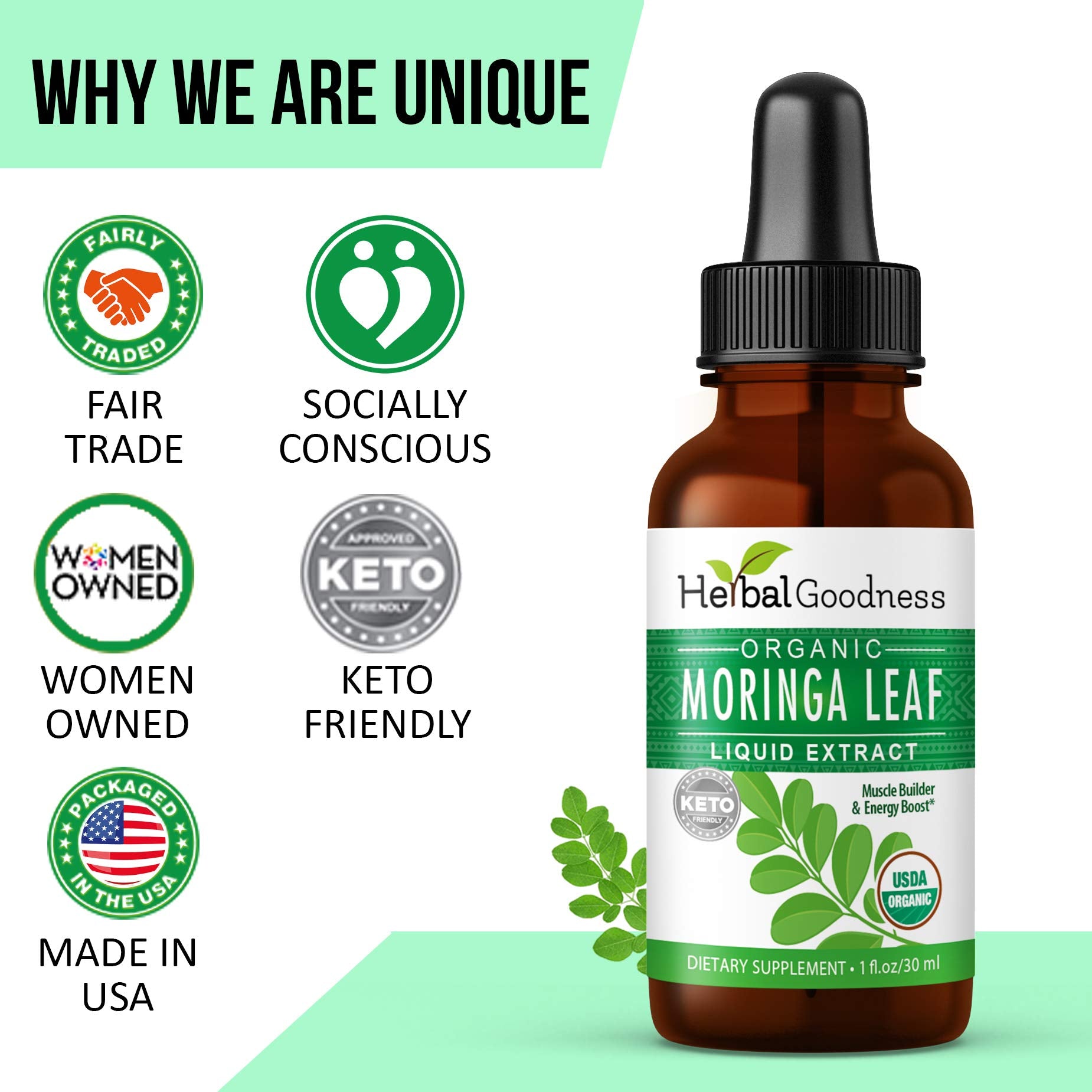 Herbal Papaya Moringa Liquid Drops with a glass of water