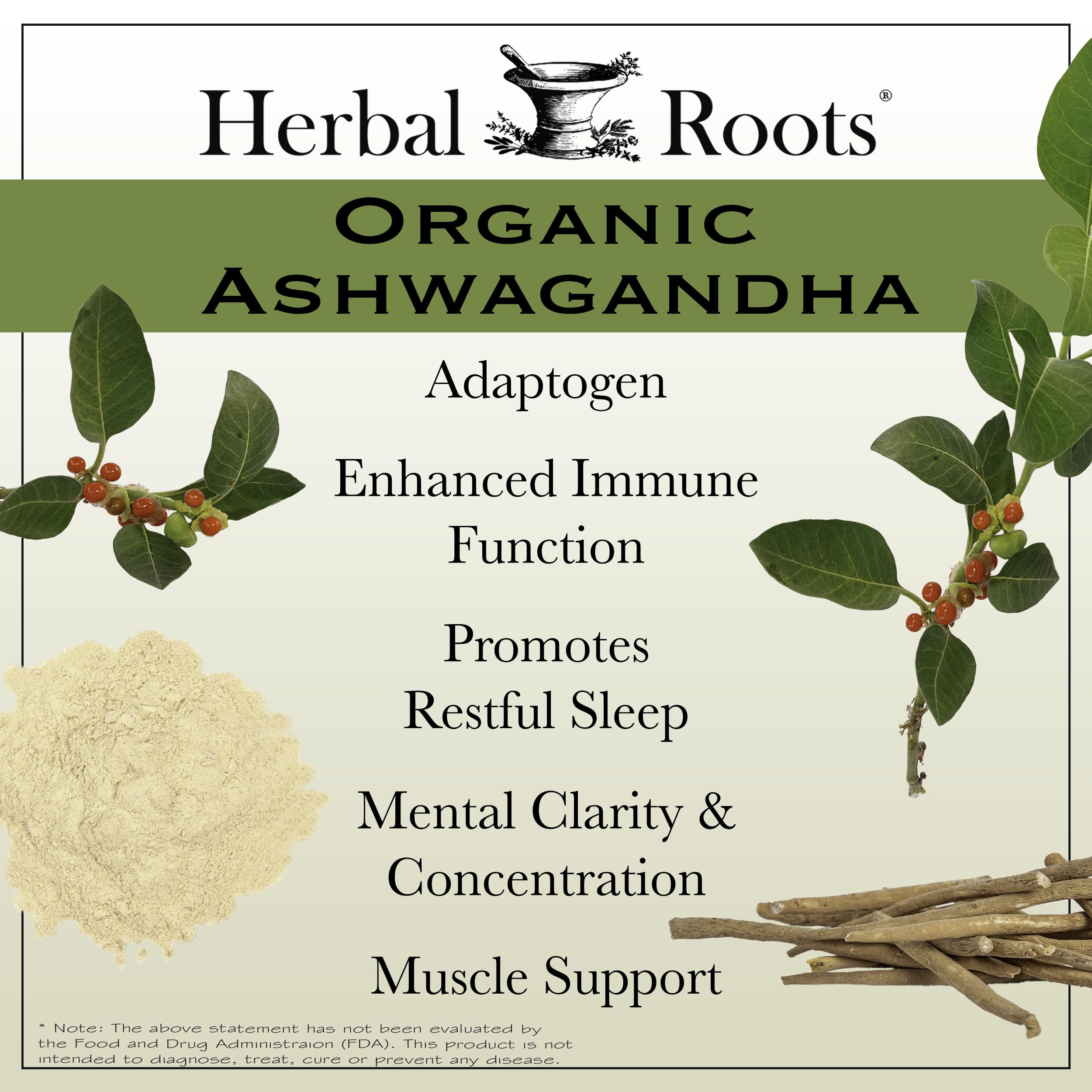 Herbal Roots Ashwagandha Capsules opened bottle with capsules