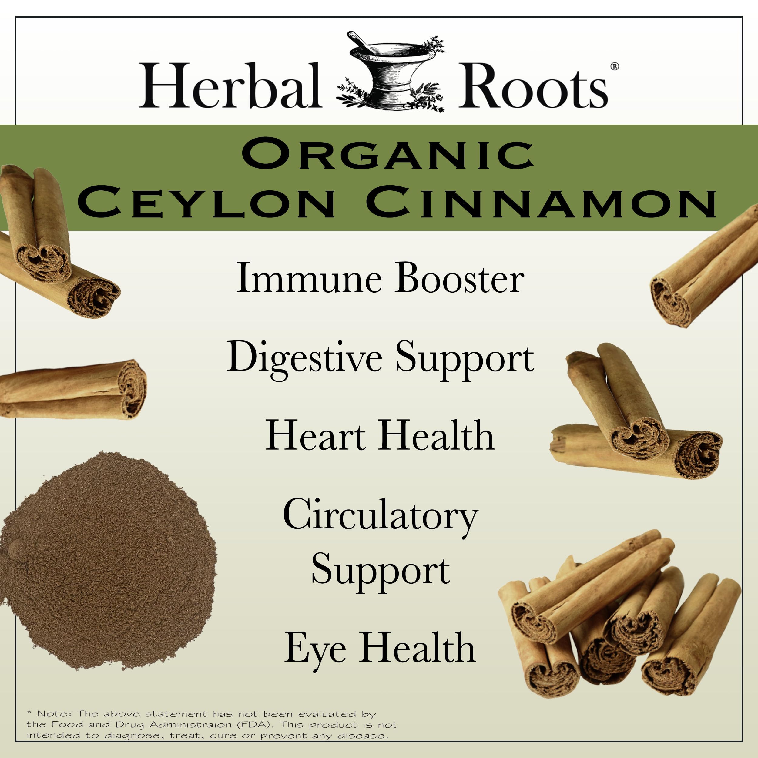 Herbal Roots Cinnamon Supplement 160g bottle with label