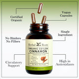 Herbal Roots Cinnamon Supplement 160g capsules close-up