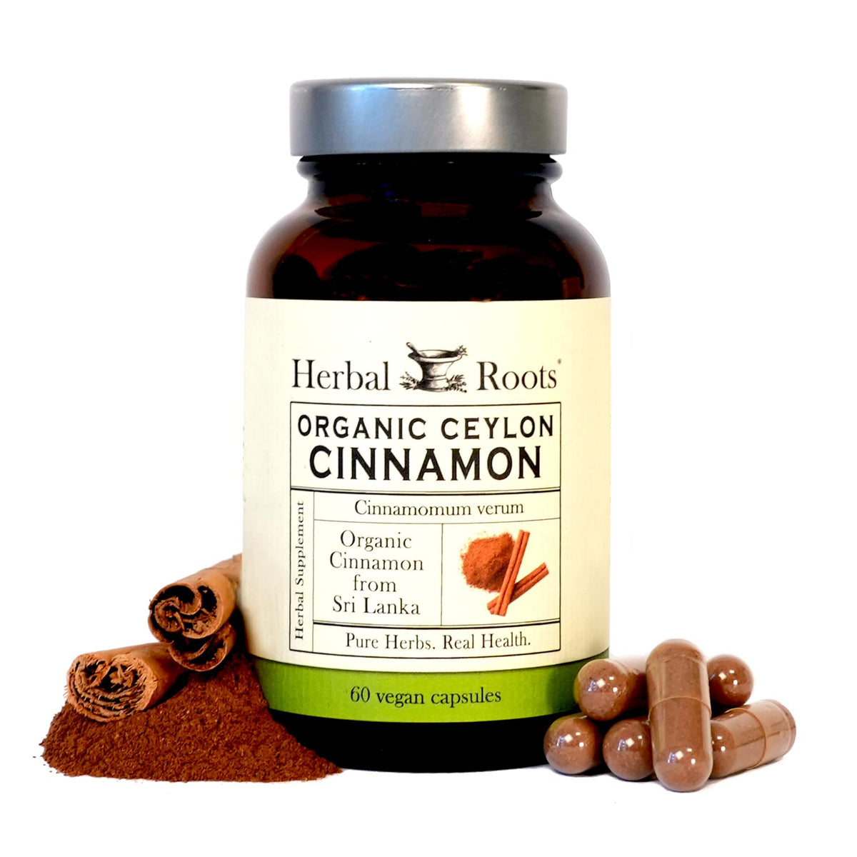 Herbal Roots Cinnamon Supplement 160g front view