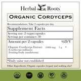 Herbal Roots Cordyceps Extract side view showing label