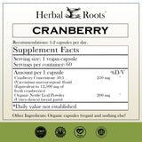 Herbal Roots Cranberry Supplement 159g side view