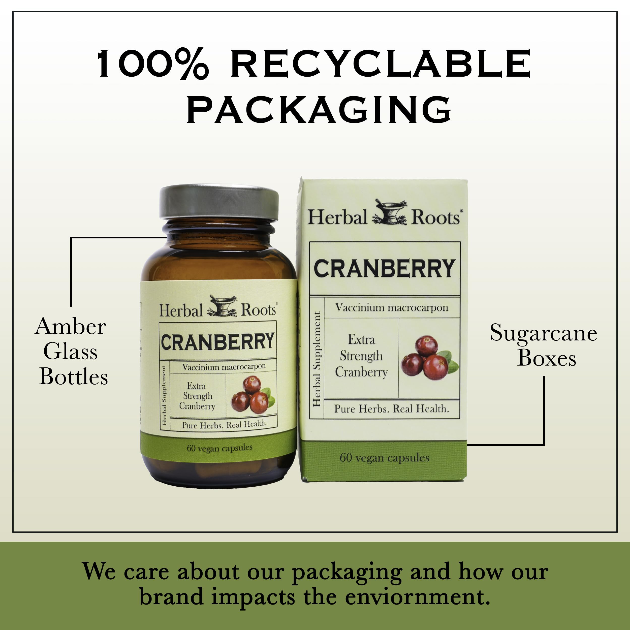 Herbal Roots Cranberry Supplement 159g vegan capsules