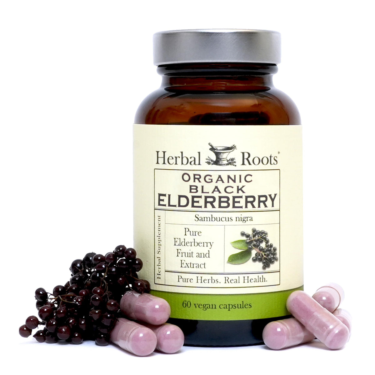 Herbal Roots Elderberry Extract Capsules front view