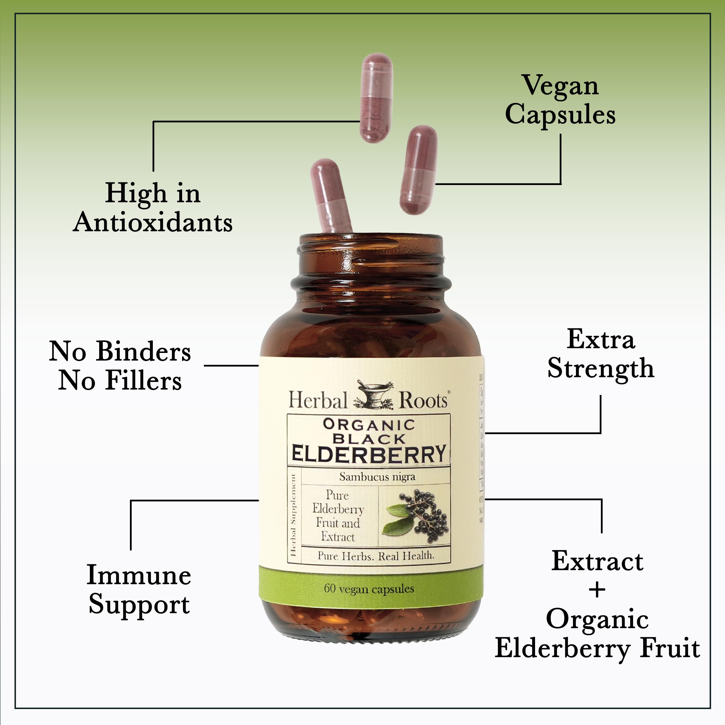 Herbal Roots Elderberry Extract Capsules packaging