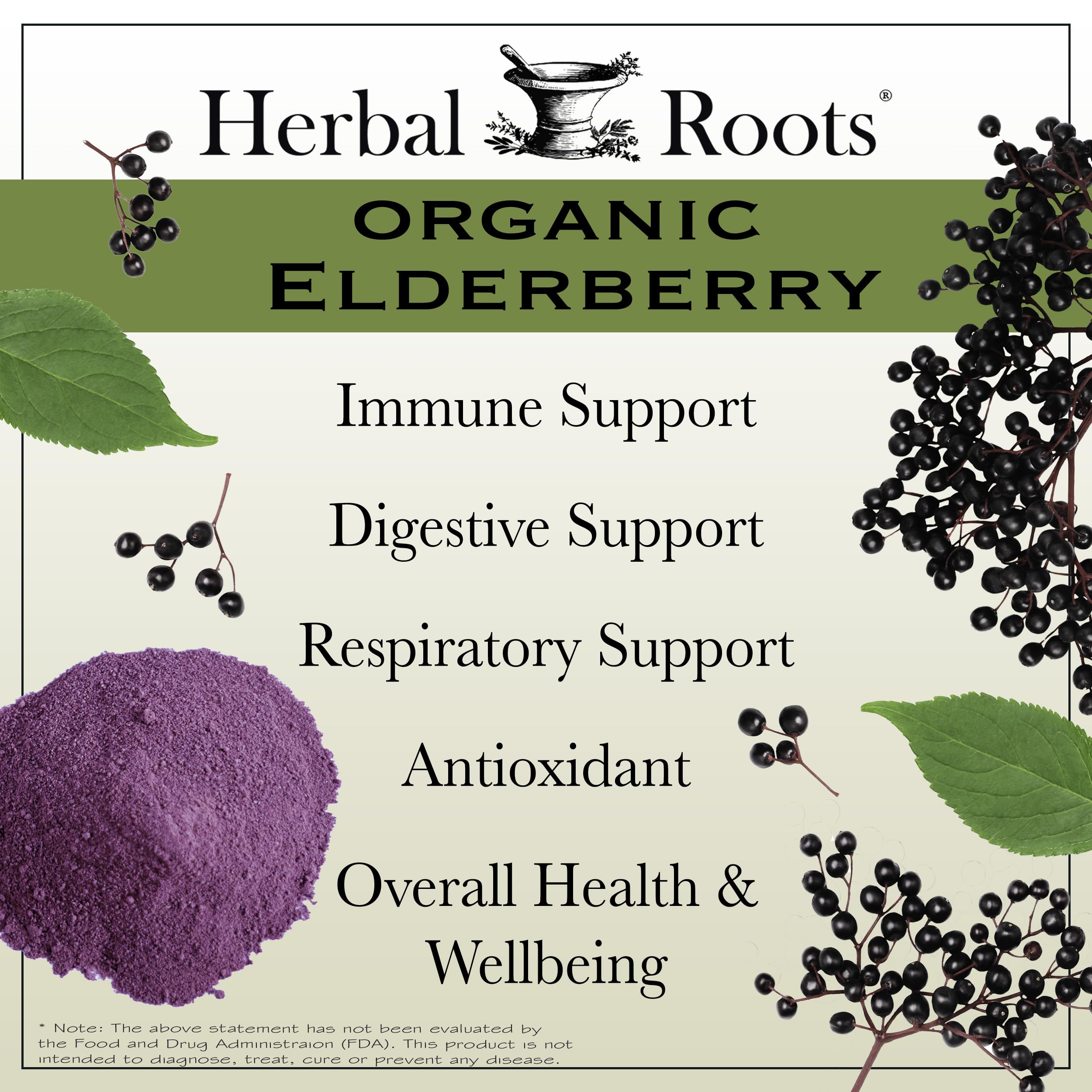Herbal Roots Elderberry Extract Capsules side view