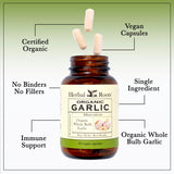 Herbal Roots Garlic Capsules close-up of organic ingredients