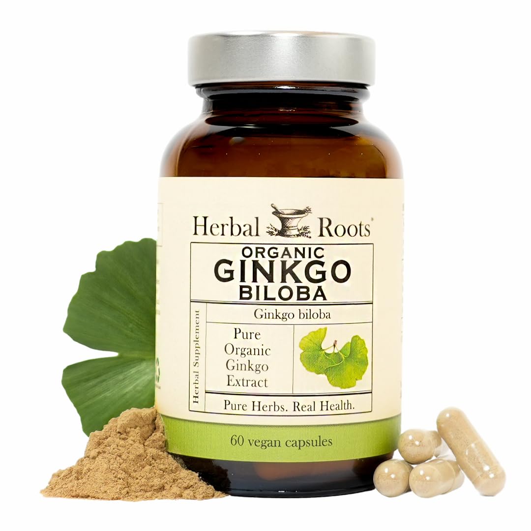 Herbal Roots Ginkgo Biloba Capsules 60 count front view