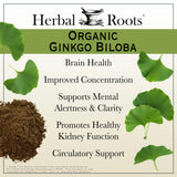 Herbal Roots Ginkgo Biloba Capsules bottle with vegan capsules