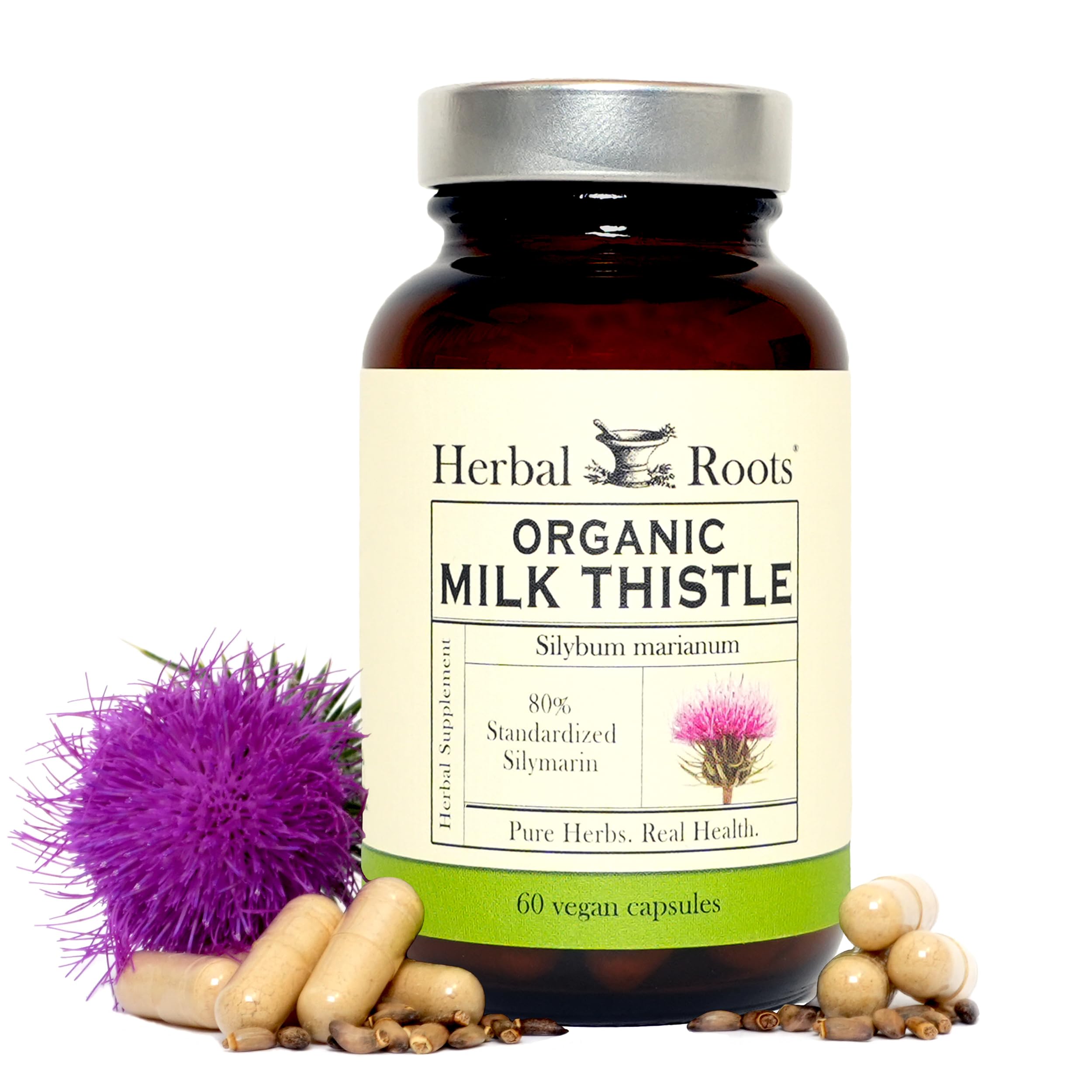 Herbal Roots Milk Thistle Capsules 100g front view
