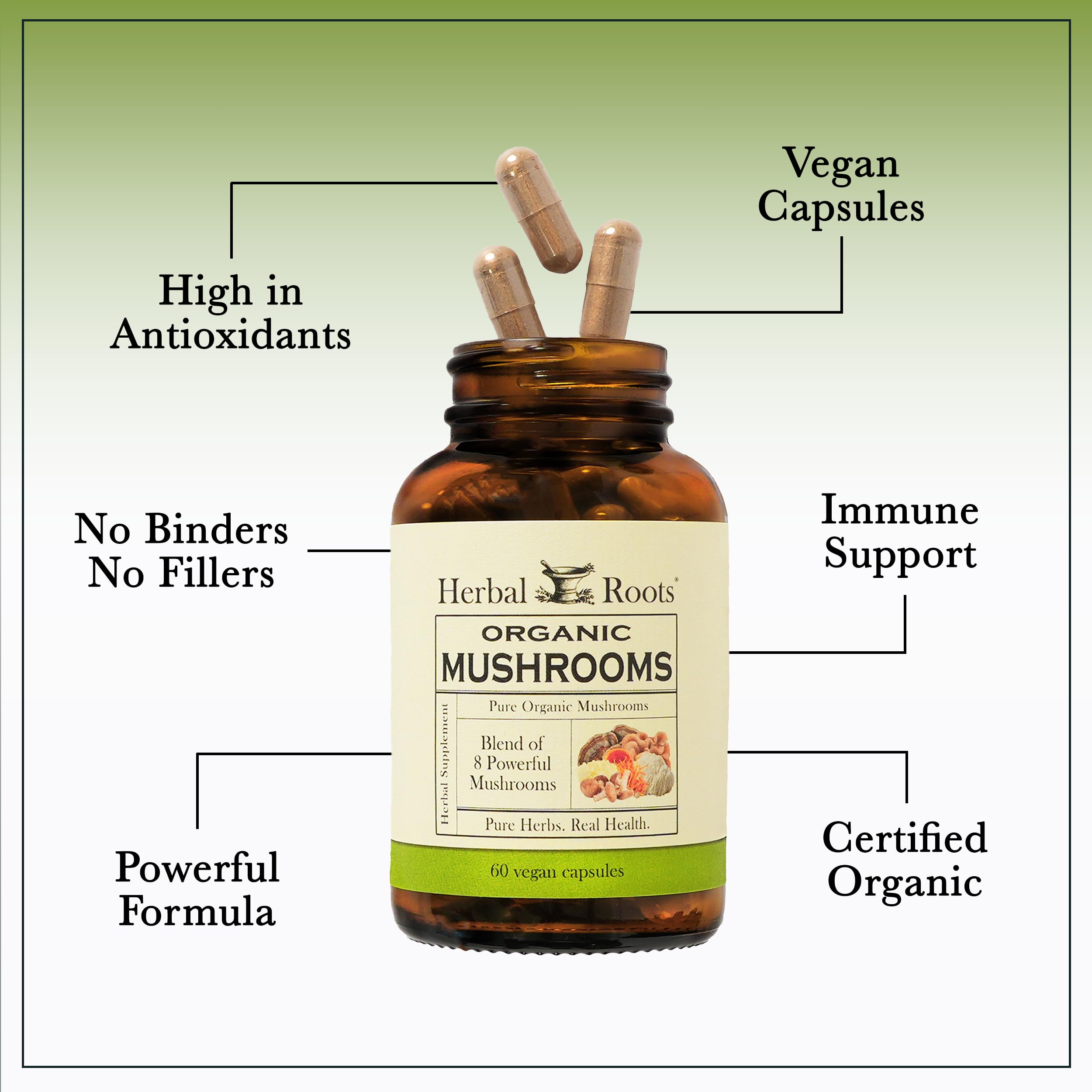 Herbal Roots Mushroom Blend Organic Supplement ingredients list
