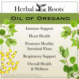 Herbal Roots Oregano Oil Capsules back view with nutritional information