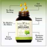 Herbal Roots Oregano Oil Capsules lifestyle scene on a kitchen counter