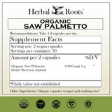 Herbal Roots Saw Palmetto Capsules side view