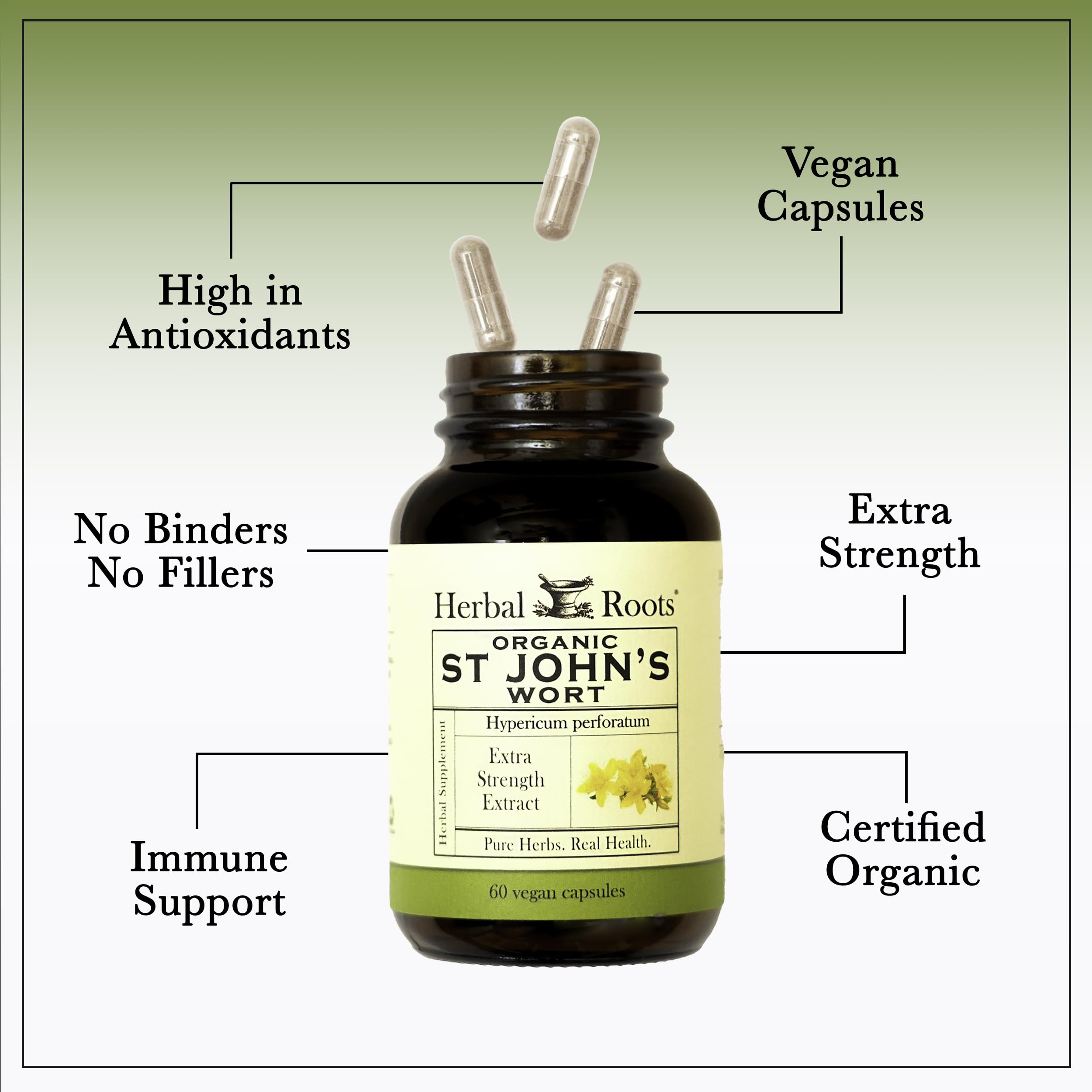 Herbal Roots St. John's Wort Extra Strength capsules close-up