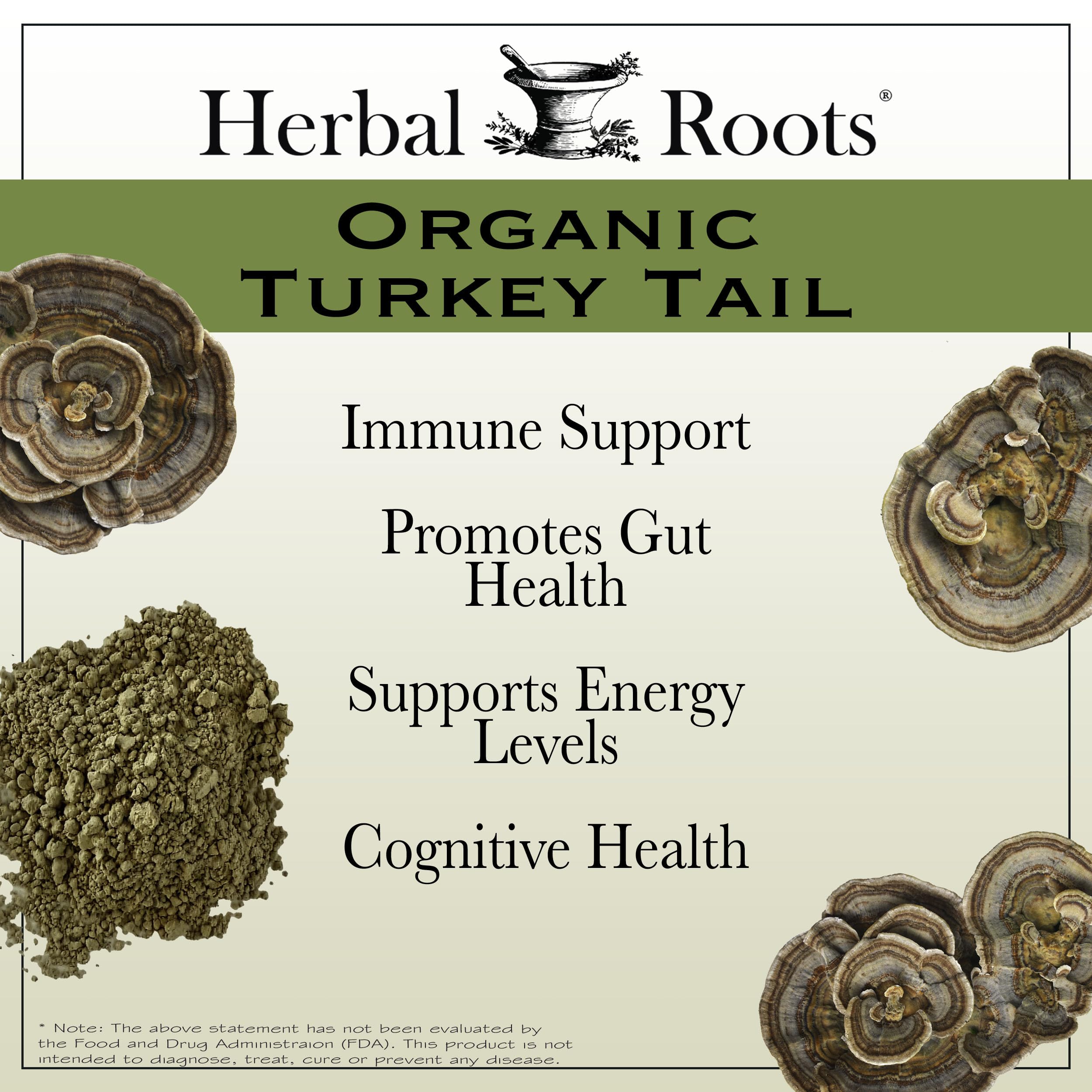 Herbal Roots Turkey Tail Mushroom Extract Capsules packaging