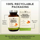 Herbal Roots Turmeric Supplement bottle with a measuring spoon