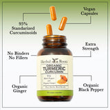 Herbal Roots Turmeric Supplement capsules close-up