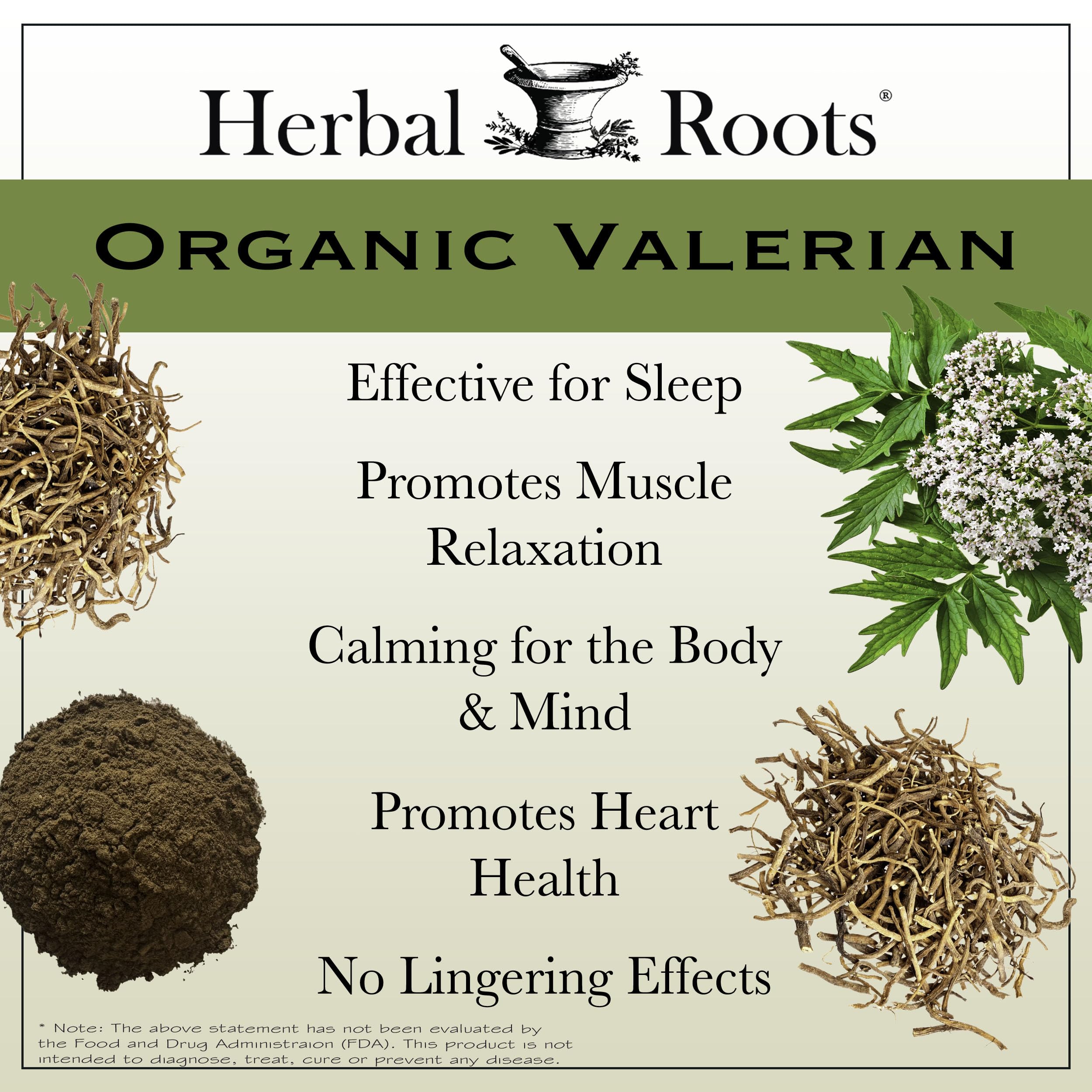 Herbal Roots Valerian Root Capsules open bottle showing capsules