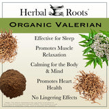Herbal Roots Valerian Root Capsules open bottle showing capsules