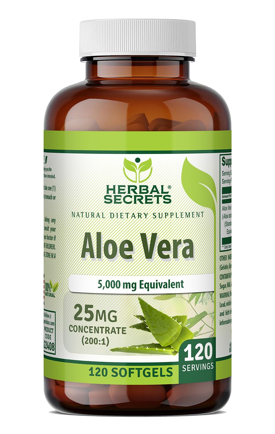 Herbal Secrets Aloe Vera Softgels bottle front view