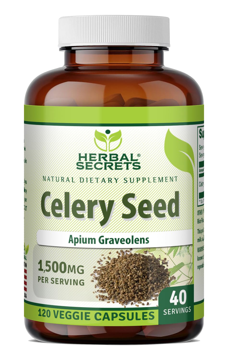 Herbal Secrets Celery Seed Extract 1500 Mg bottle front view