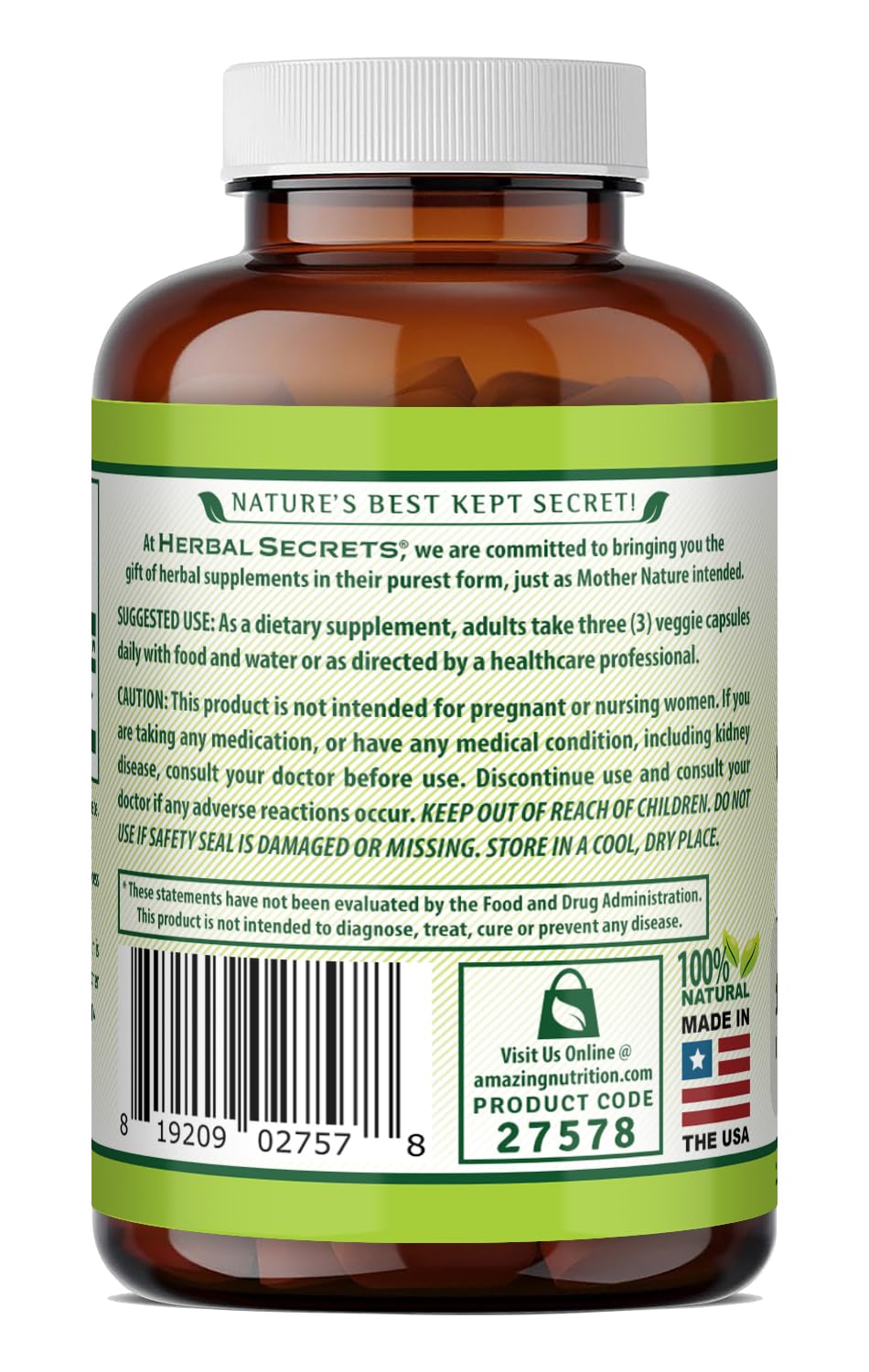 Herbal Secrets Celery Seed Extract 1500 Mg veggie capsules close-up