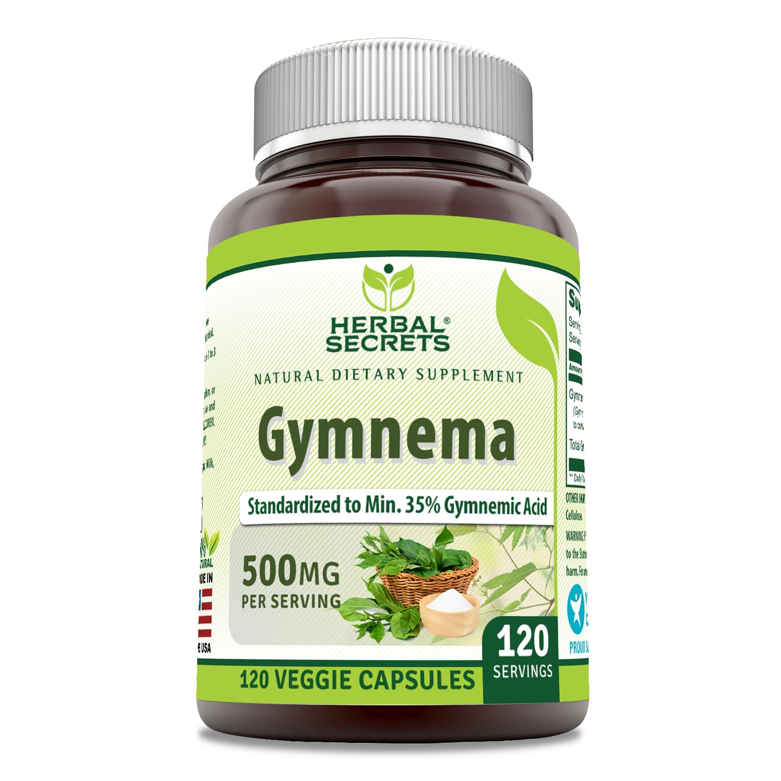 Herbal Secrets Gymnema Sylvestre Supplement bottle front view