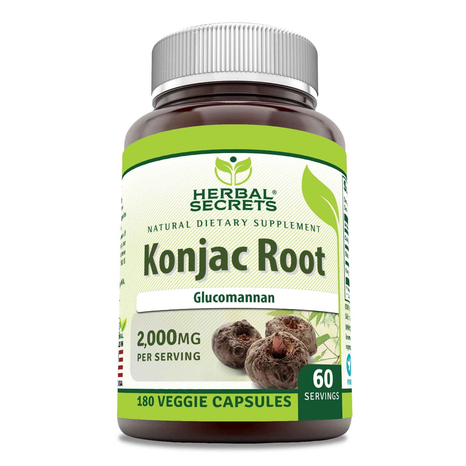 Herbal Secrets Konjac Root 2000 Mg Supplement bottle front view