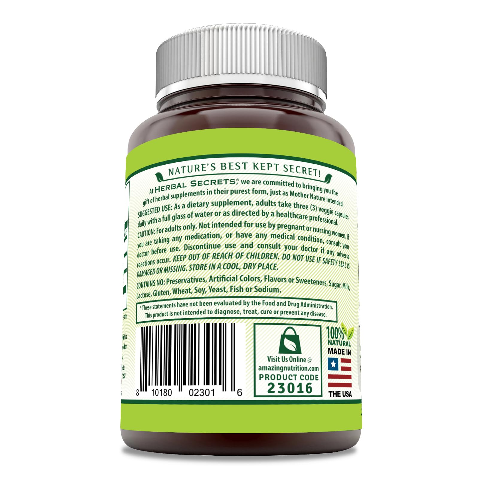 Herbal Secrets Konjac Root 2000 Mg Supplement bottle side view
