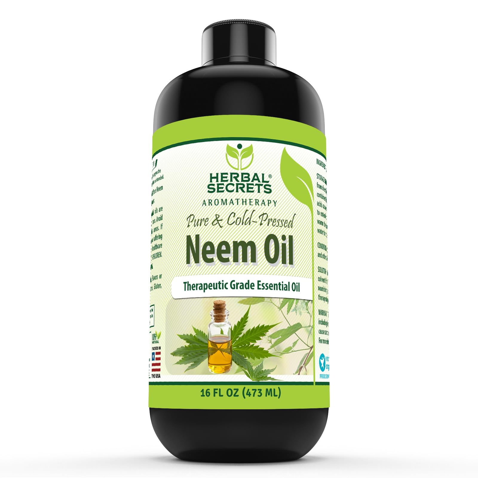 Herbal Secrets Neem Seed Oil 100% cold pressed 454g front view