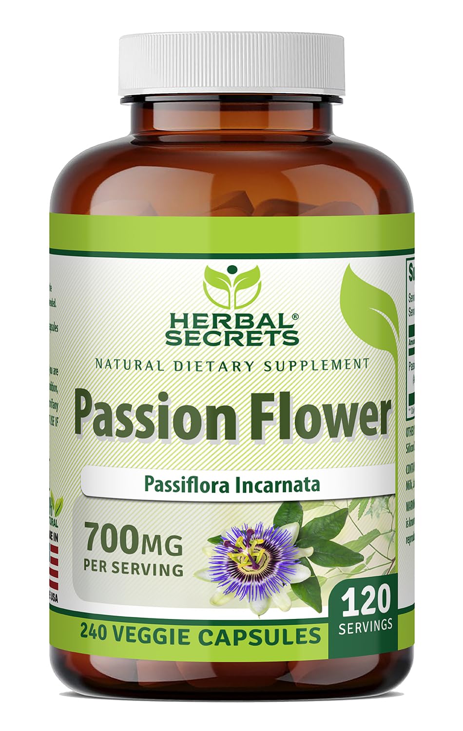 Herbal Secrets Passion Flower 700 Mg Veggie Capsules front view