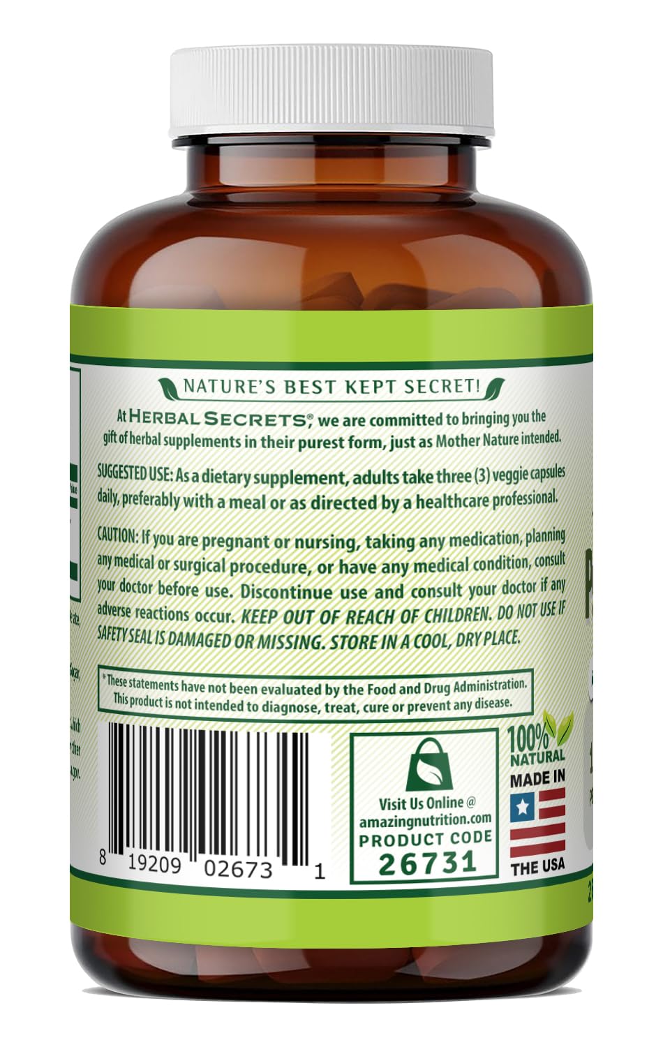 Herbal Secrets Psyllium Husk 500mg Veggie Capsules close-up of capsules