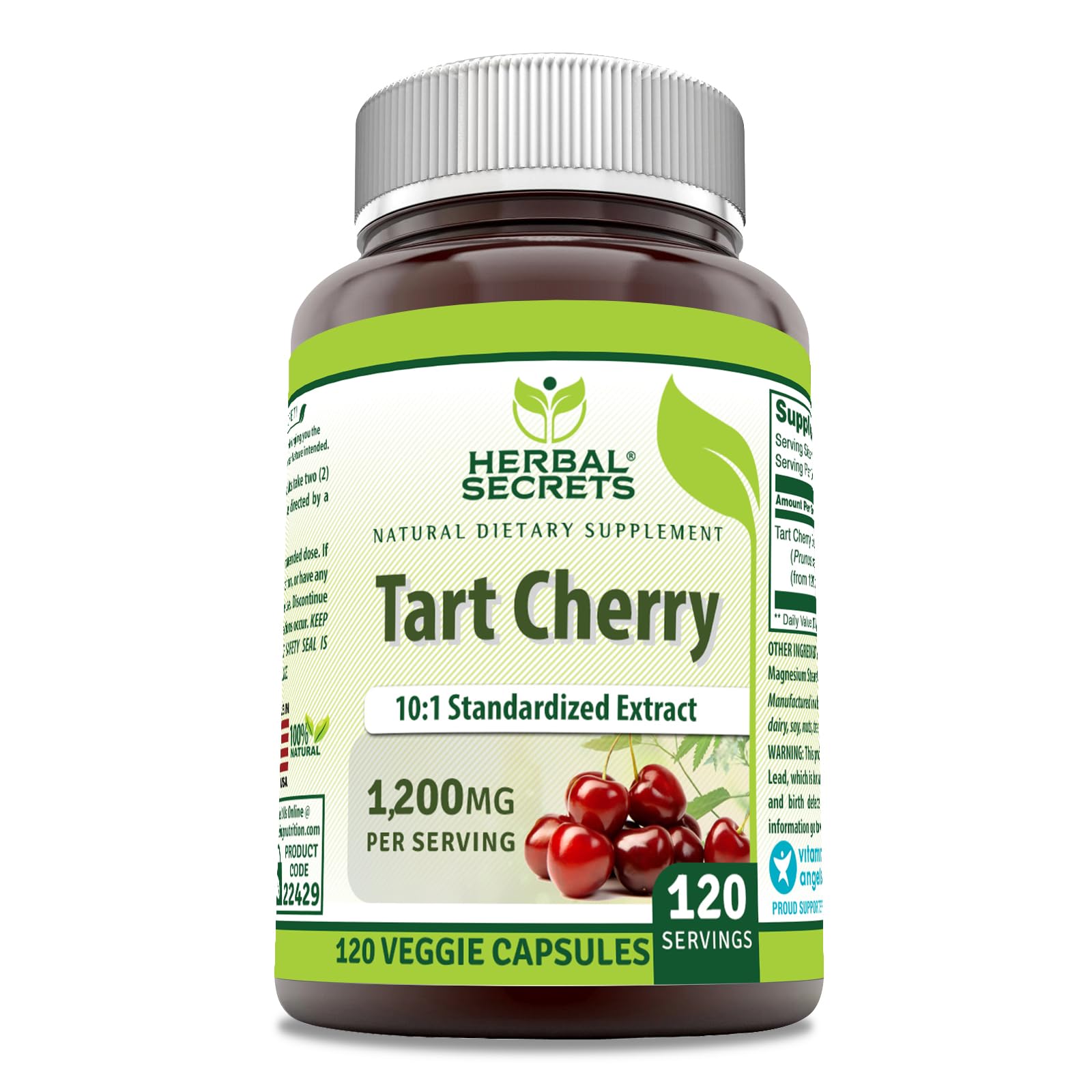 Herbal Secrets Tart Cherry Supplement bottle front view