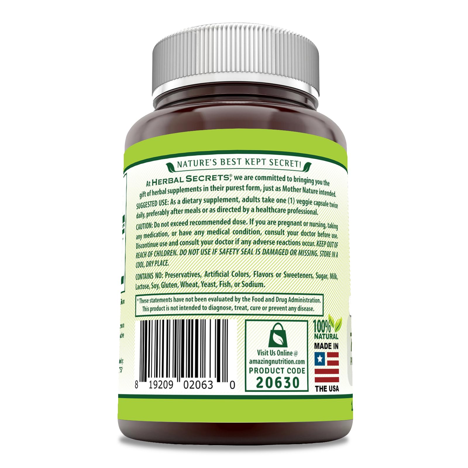 Herbal Secrets Triphala 750 Mg veggie capsules close-up