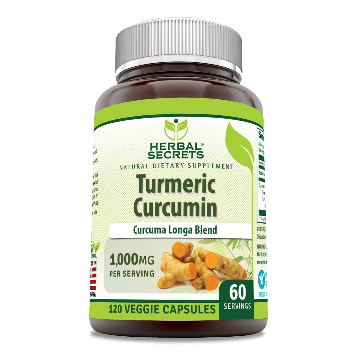 Herbal Secrets Turmeric Curcumin Supplement 900mg bottle front view