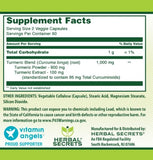 Herbal Secrets Turmeric Curcumin Supplement 900mg ingredients list