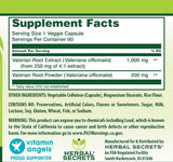 Herbal Secrets Valerian Complex 1200mg bottle side view